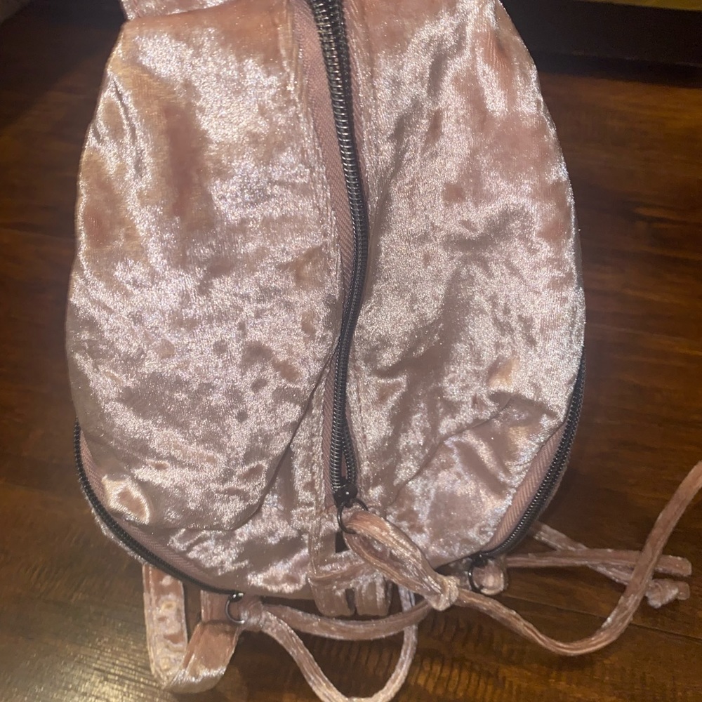 Pink velvet backpack